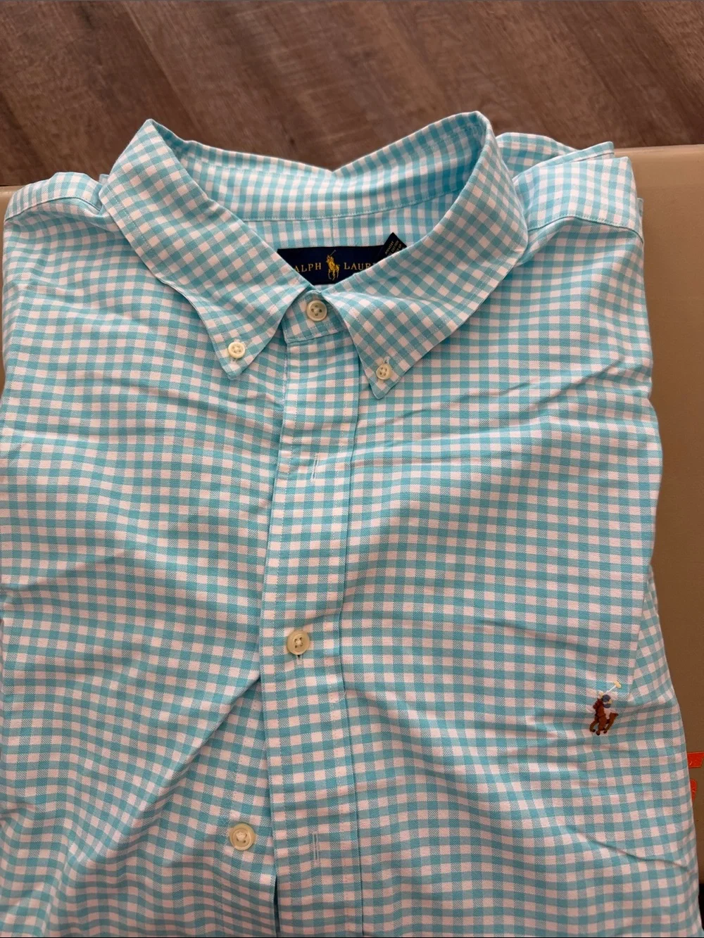 Polo by Ralph Lauren Aqua Gingham Button-Down Shirt